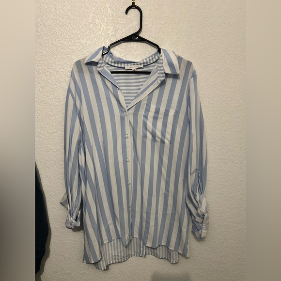 Jane and Delancey Tops - Jane and Delancey Sky Blue and White Button Down Shirt